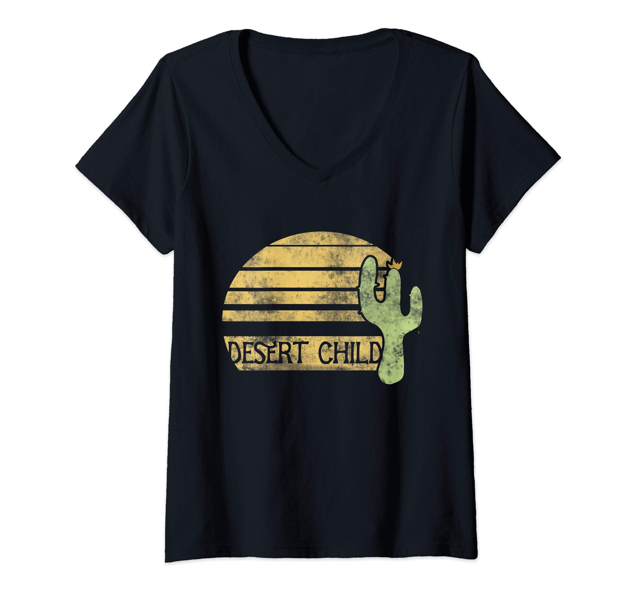 Womens Vintage Desert Child V-Neck T-Shirt