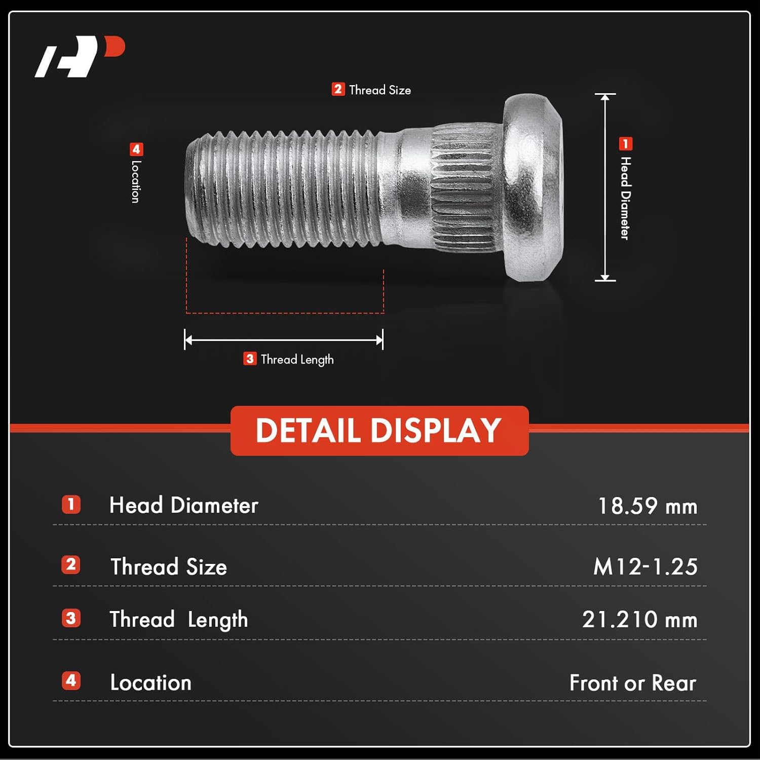 A-Premium 12PCS M12-1.25 Wheel Lug Studs Compatible with INFINITI QX4 & Nissan 200SX, 300ZX, Frontier, Maxima, Pathfinder, Pickup, Pulsar, Sentra, Xterra, 720, D21 12-PC Set
