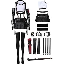 Womens Tifa Lockhart Cosplay Adults FF7 Tifa Costume Black Uniform Full Set Halloween Outfits