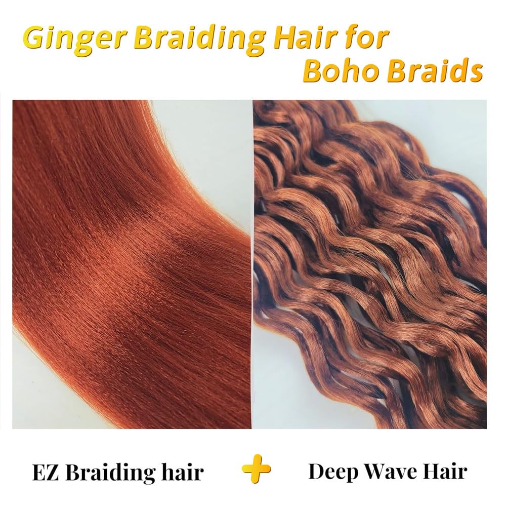 Brown Braiding Hair Pre stretched Boho Braids Kanekalon Prestretched Braiding Hair for Bohemian Ez Braid Micro Braiding Synthetic Curly Deep Wave Braids - Image 4