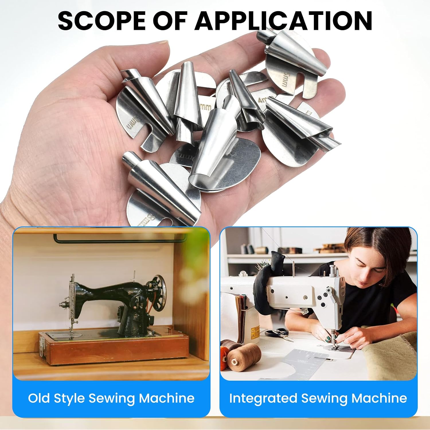 SDTC Tech 8 Pcs Sewing Rolled Hemmer Foot for Sewing Machine, 3/4/5/6/7/8/9/10mm 8 Sizes Wide Rolled Hem Presser Foot Set, Universal Sewing Accessories and Tool