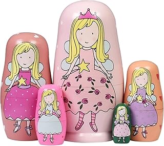 HYCLES Nesting Dolls Russian Matryoshka Wood Stacking Nested Set for Kids Handmade Toys for Children Kids Christmas Birthday Decoration Halloween Wishing Gift