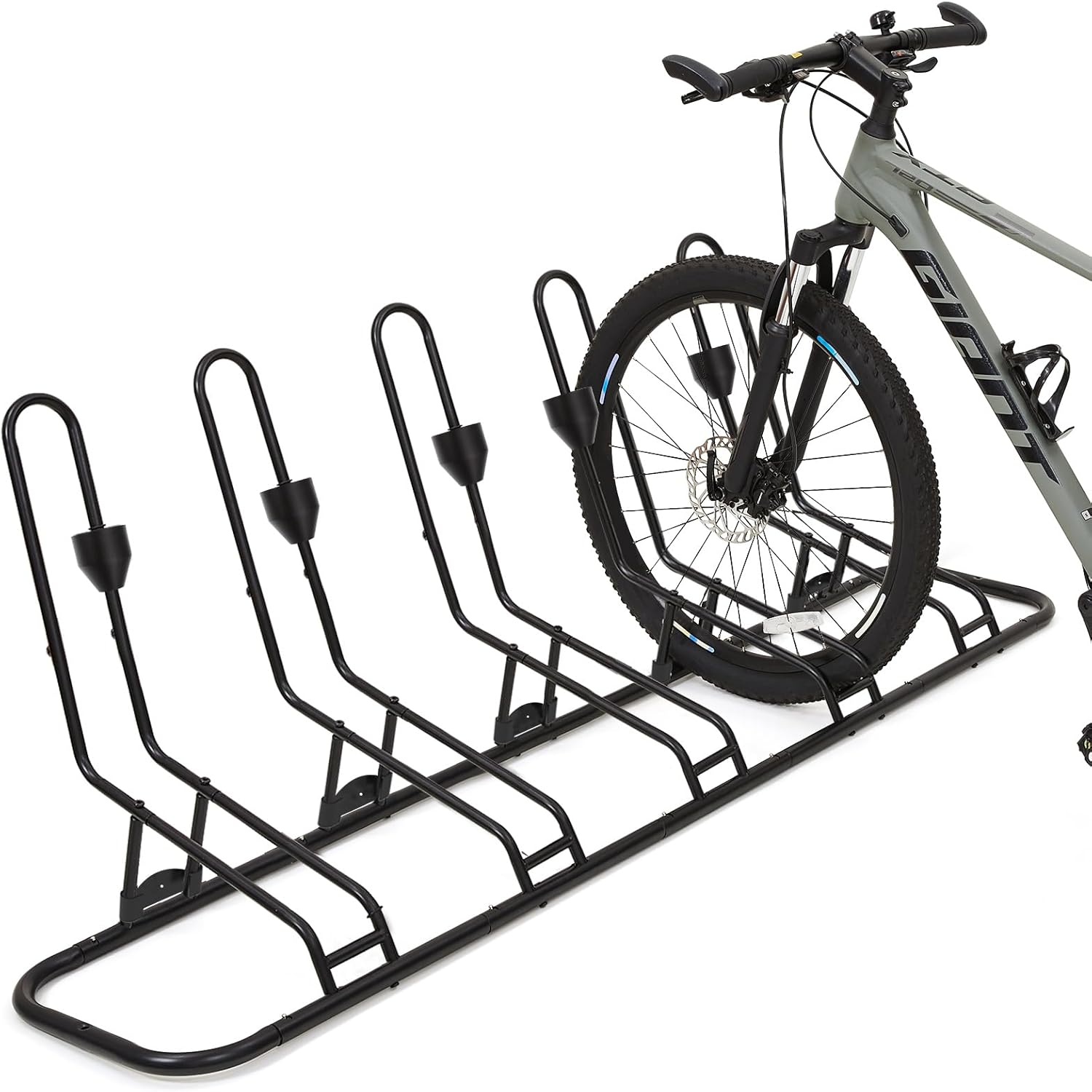 Floor Bike Rack for 5 Bikes, Safeguard Disc Brakes &amp; Derailleurs Design, Waterproof Bicycle Stand Indoor/Outdoor/Garage Use, Fits 12"-29" Tires, Upgraded 0.63" Steel Tubes for Stabi