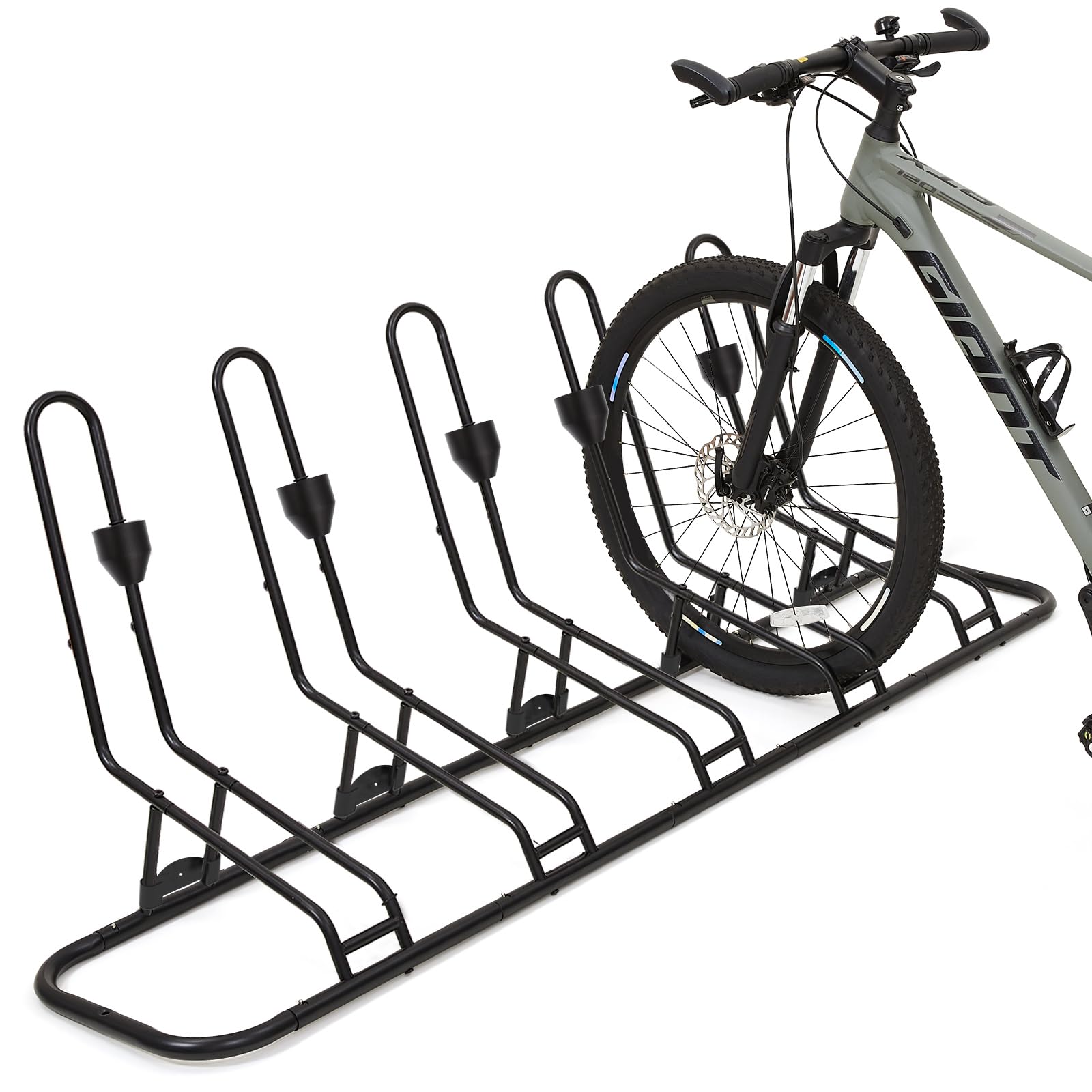 Floor Bike Rack for 5 Bikes, Safeguard Disc Brakes & Derailleurs Design, Waterproof Bicycle Stand Indoor/Outdoor/Garage Use, Fits 12"-29" Tires, Upgraded 0.63" Steel Tubes for Stability