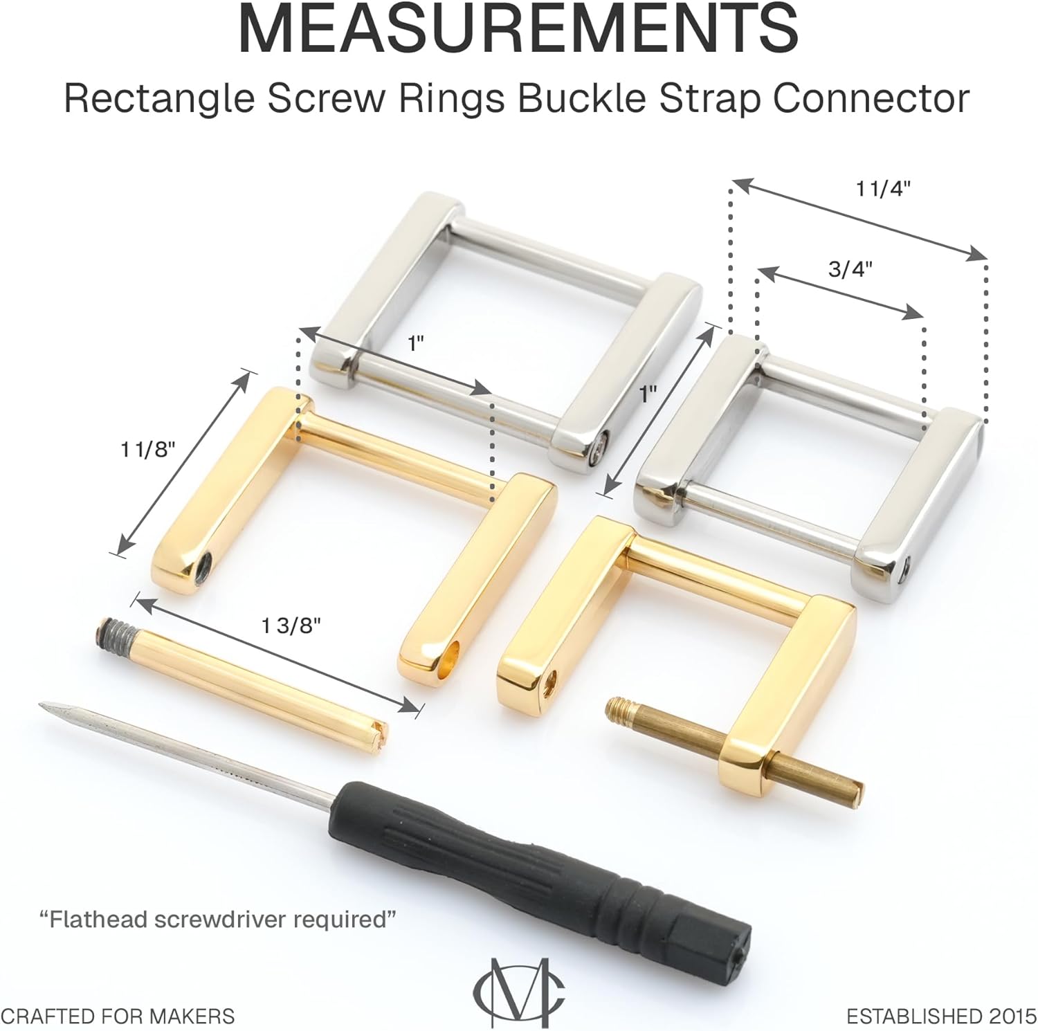 CRAFTMEMORE Rectangle Screw Rings Buckle Strap Connector Rectangular Shackle Screw Purse Bag Loop 4pcs - Image 4