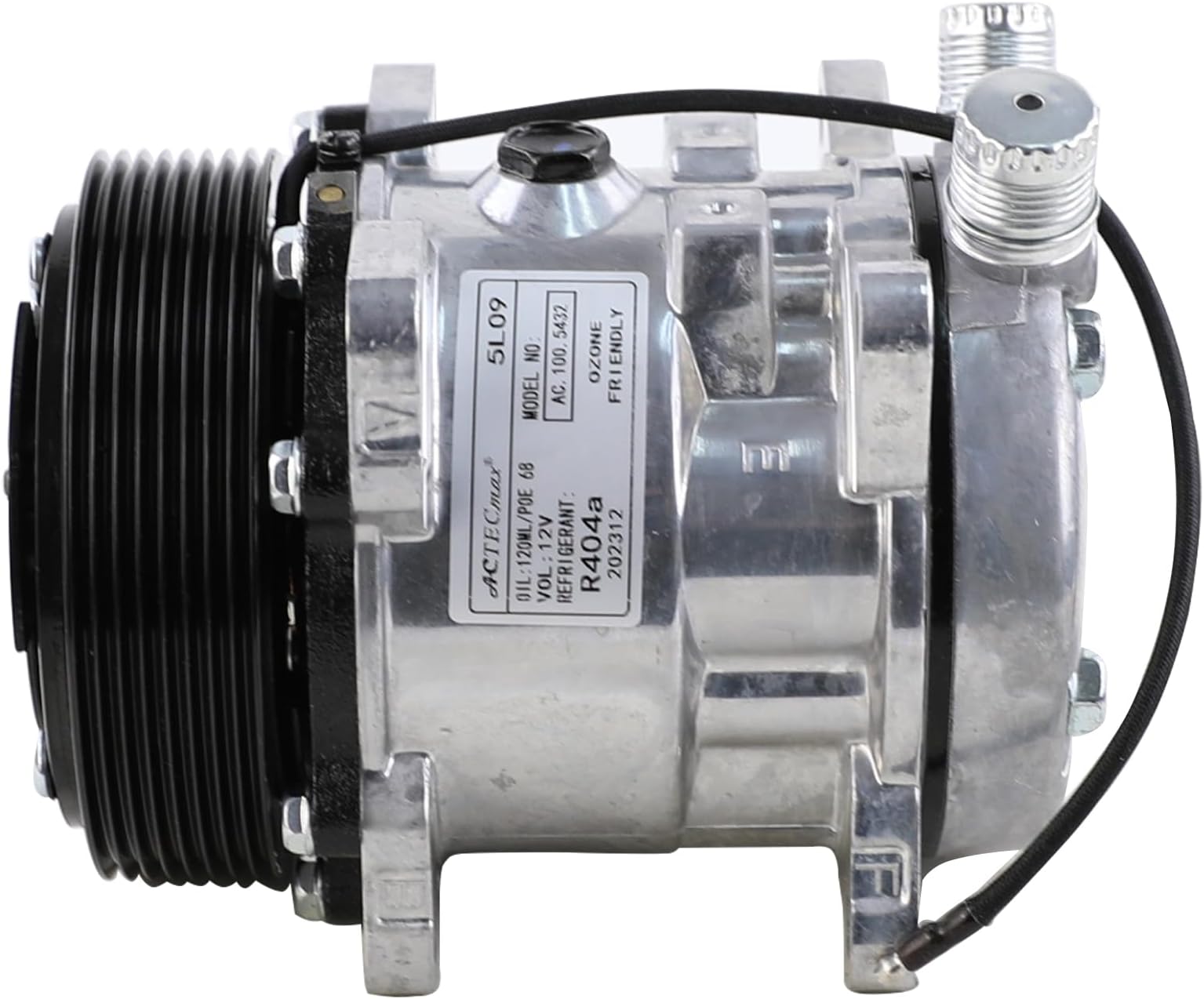 Universal A/C Compressor with Black 8PK Clutch 5L09/505 for R404A 12V