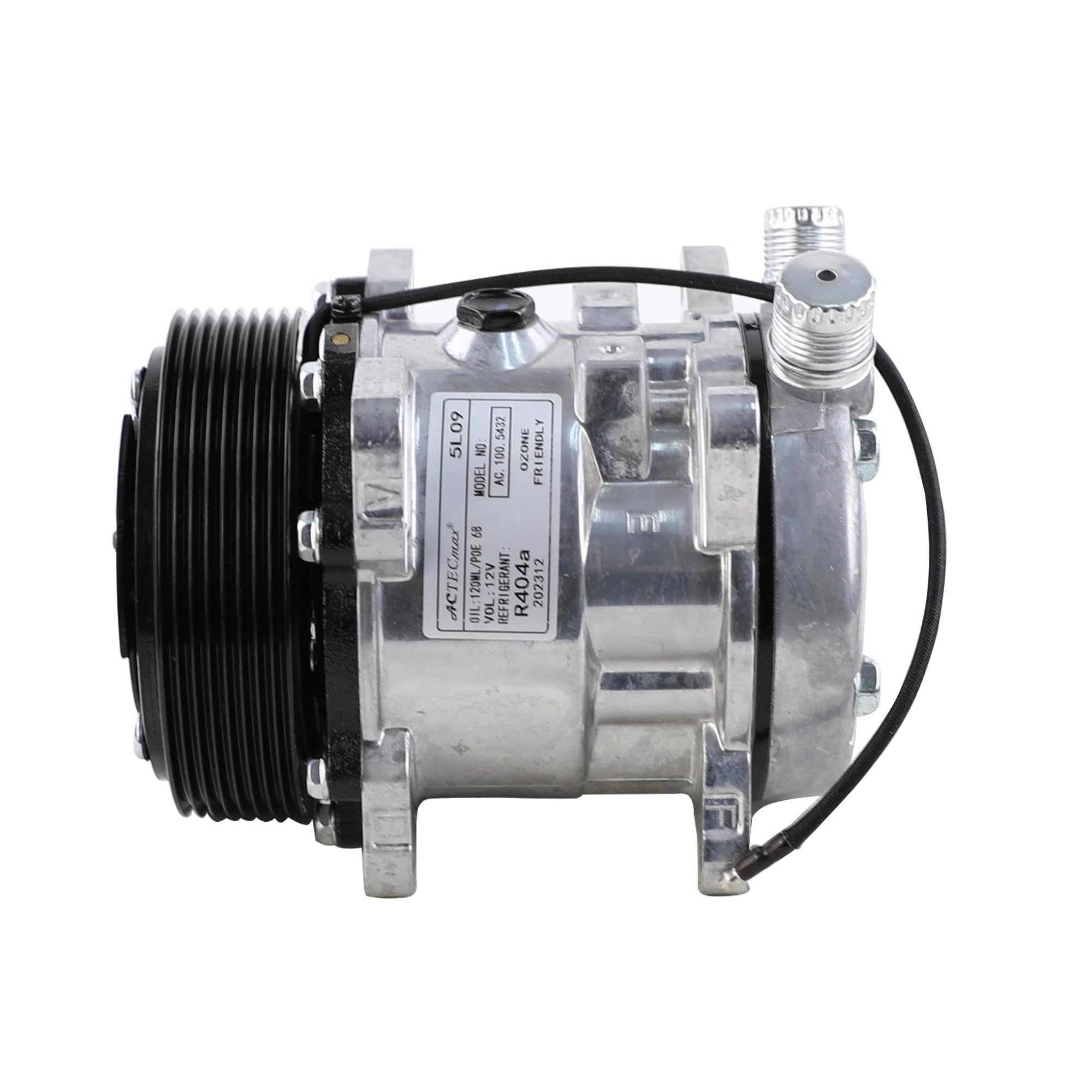 Universal A/C Compressor with Black 8PK Clutch 5L09/505 for R404A 12V
