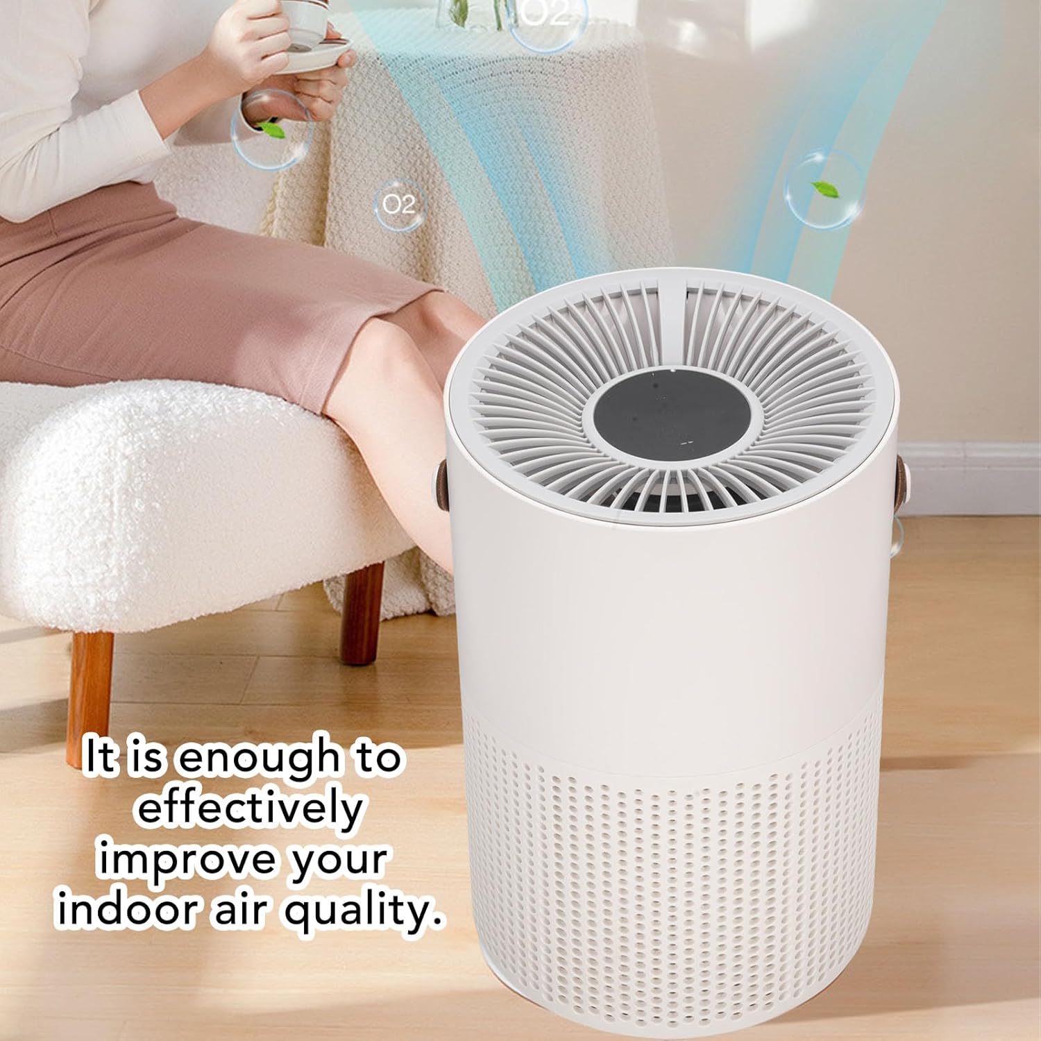 Luqeeg Air Purifier Bedroom Desktop Portable Small Cleaner USB Rechargeable Can Effectively Filter Substances PM2.5 Hcho Dirties and Dusts for Home in The Office or During Travel