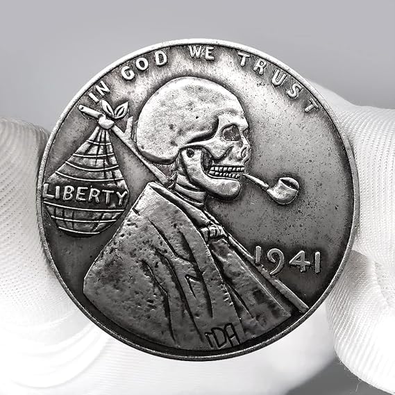1941 Pipe Smoker Vagrant Hobo Coin Pendant Pouch - U.S Jewelry Dollar Liberty Eagle Lucky Morgan Pendant Arts Challenge Coin Pendant Bag
