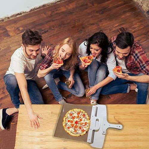 Miniatura 2 de Pala deslizante para pizza con mango, pala deslizante de madera para pizza, paleta de espátula de pizza para hornos, deslizador de transferencia de