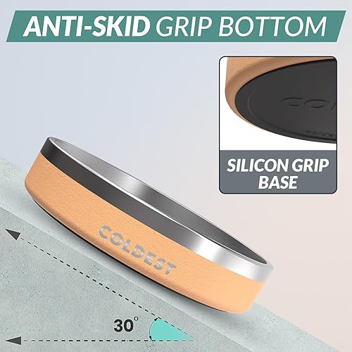 Vista 449 de Coldest Cuenco de metal antioxidante, antideslizante, 3 capas aisladas, acero inoxidable, perro, gato, mascota, antiderrames, sólido, para agua