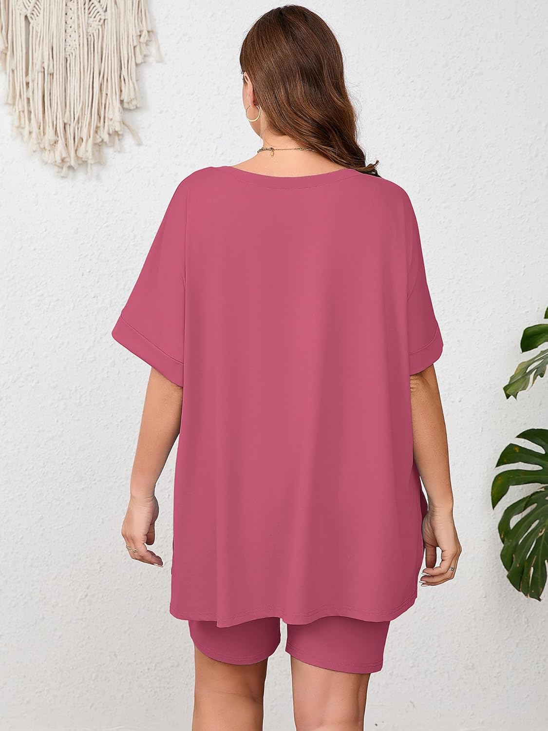 AusLook Women's Plus Size 2 Piece Short Outfits Set Short Sleeve Tops and Shorts Pants Sleepwear Lounge Pajamas Matching Set - Image 2