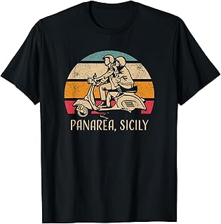 Panarea Sicily Sicilia Vintage Scooter Retro Sunset Design T-Shirt