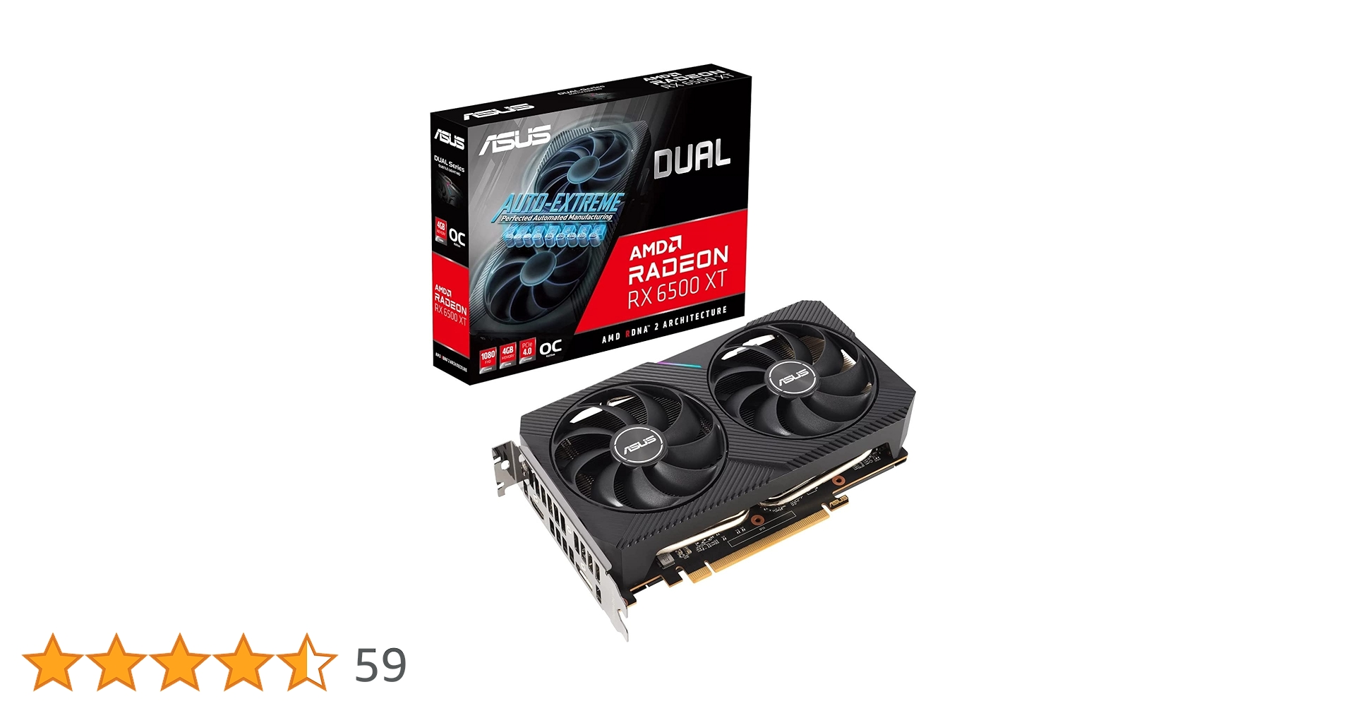 グラフィックボード・グラボ・ビデオカード ASUS Radeon RX 6500 XT 4GB OC Amazon | ASUS Dual Radeon™ RX 6500 XT 搭載ビデオカード OC