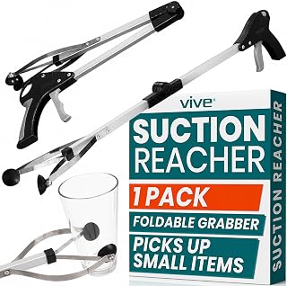 Vive Foldable Suction Reacher Grabber Tool for Elderly (1) - 32 Inches Long Reach Grabber Claw - Pick Up Grab Tool - Reachers for Disabled & Seniors Heavy Duty - Trash, Garbage, Cups Picker Assist