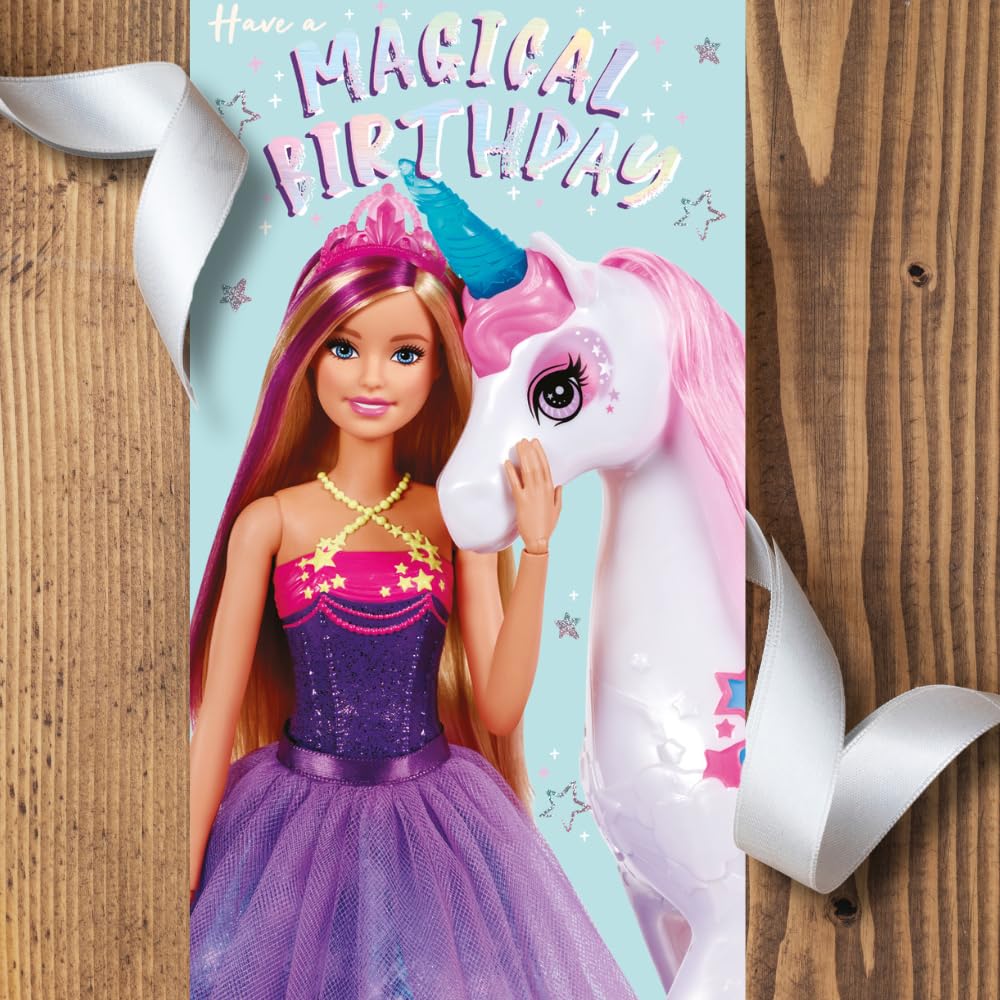 Biglietto Di Auguri Per I 5 Anni Barbie - Ufficiale Con Busta - Cartolina Compleanno Bambina Con Frase "Born To Dream"