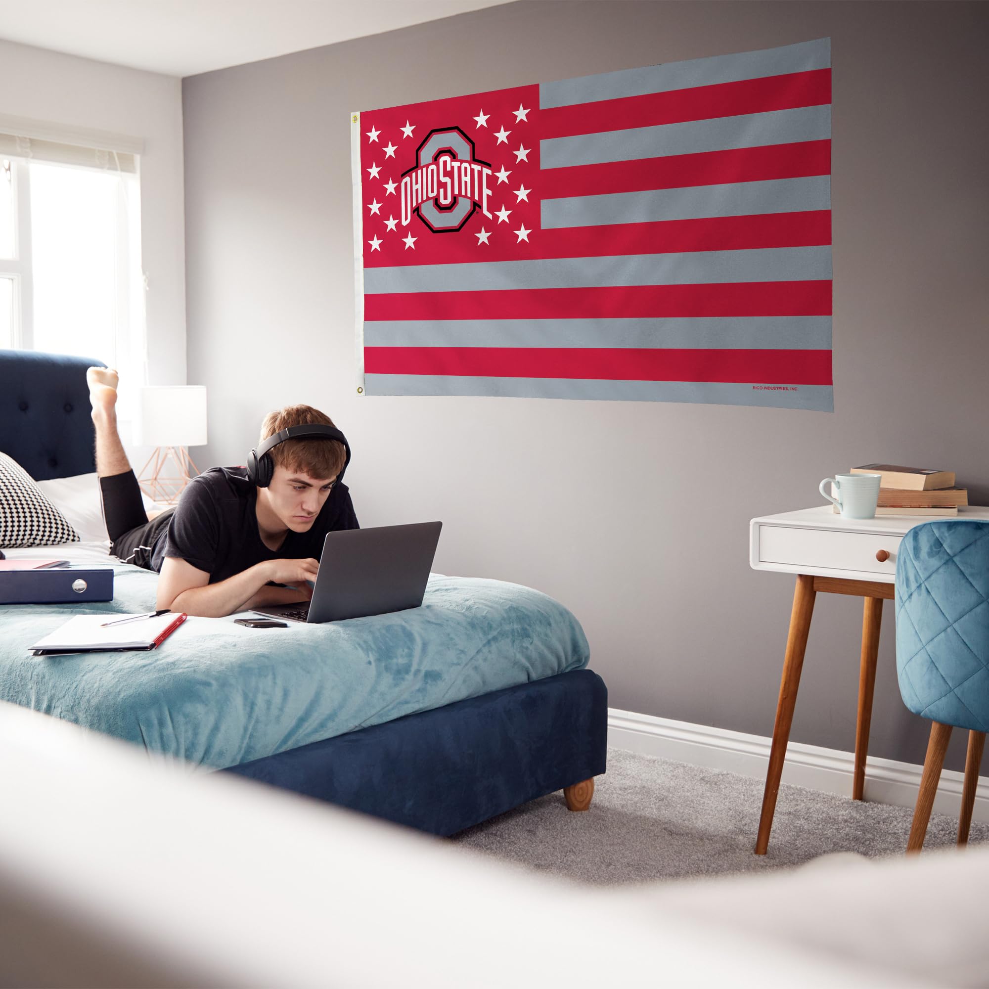 NCAA Ohio State Buckeyes 3 'x 5' gwiazdy i paski baner flaga - dekoracja wewnętrzna lub zewnętrzna wykonana przez Rico Industries