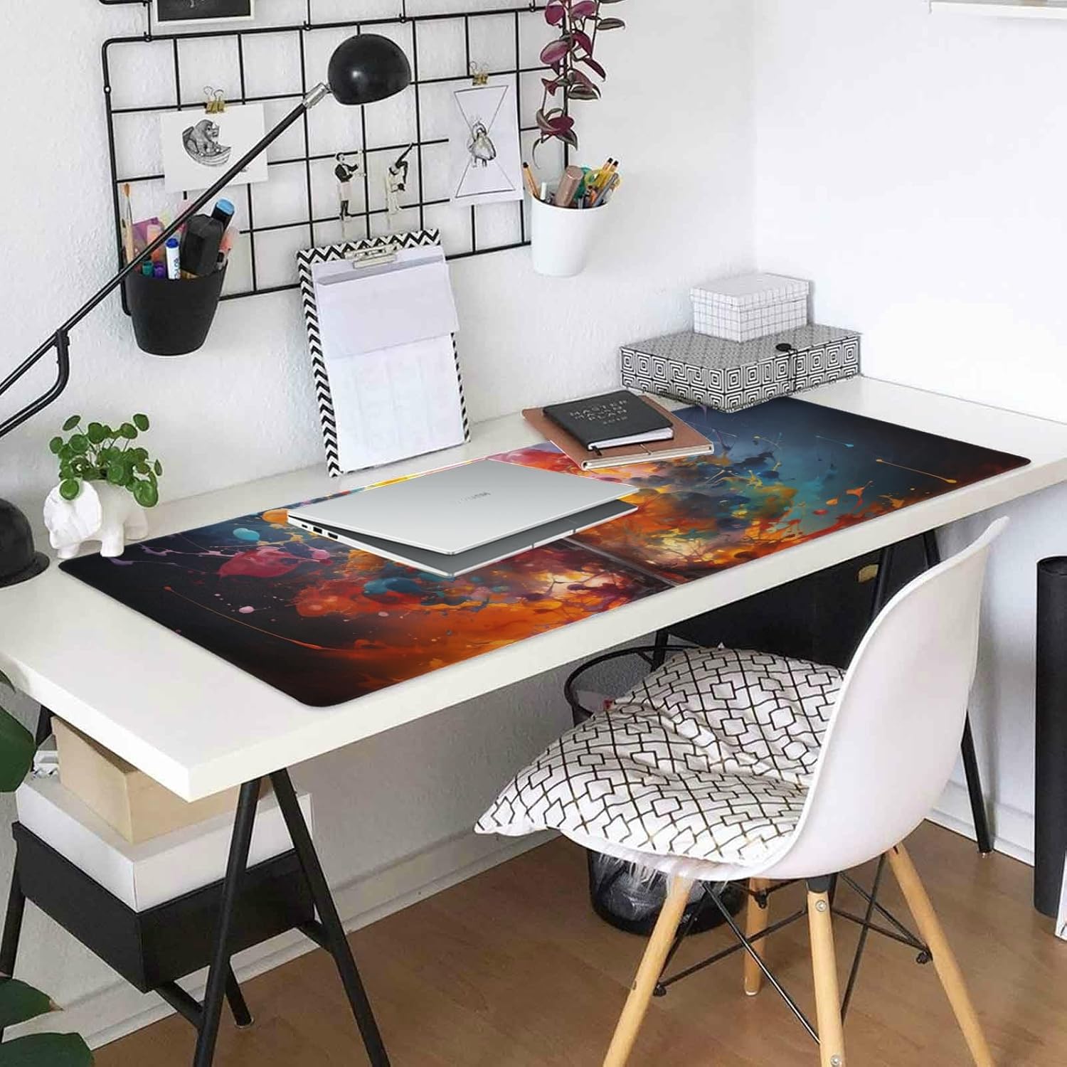 Impressionism Inspired Design, Large Mouse Pad 35.5 x 16 Inch, Non-Slip Base, Stitched Edges, Perfect for Gaming or Office