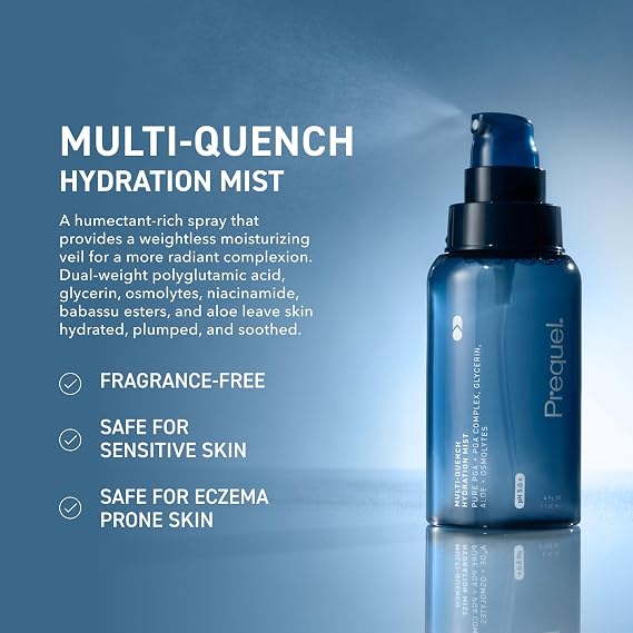 Prequel Skin Hydration Skincare Set Multi-Quench Hydration Mist, Plumping Hydration Serum & Half and Half Fluid Moisturizer Daily Face Care Routine for All Skin Types