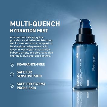 Prequel Skin Hydration Skincare Set Multi-Quench Hydration Mist, Plumping Hydration Serum & Half and Half Fluid Moisturizer Daily Face Care Routine for All Skin Types