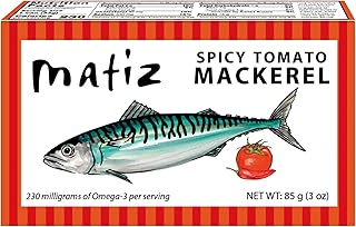 Matiz Spicy Tomato Mackerel | 3 oz | in a Spicy Tomato Sauce | Spain | Natural | Artisan | Wild Caught | Gourmet | Ready-to-Eat | (1 Pack)