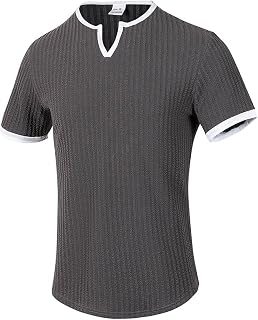 Camiseta Deportiva de Verano para Hombre, Ancha, de Manga Corta, con Cuello en V y Bloques de Color Tops cómodos