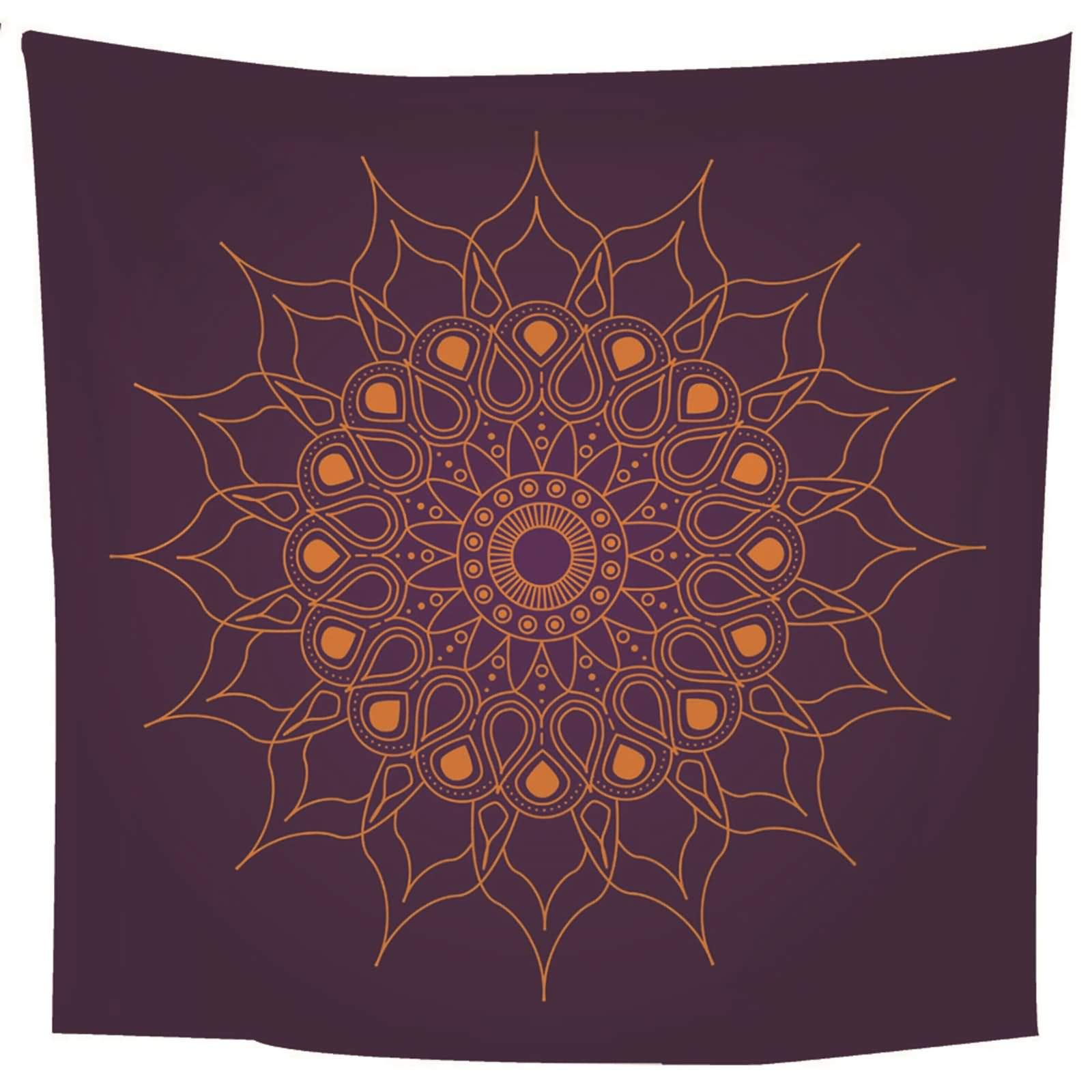 Tapisserie murale mandala noir et rouge en toile imprimée pour décoration salon
