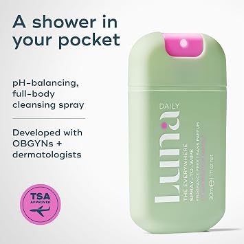 Luna Daily The Everywhere Spray-to-Wipe | Fragrance-Free, 1 Fl Oz