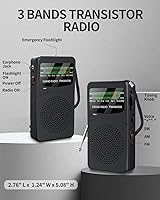 Vista 3 de FM AM SW Back Clip Pocket Radio, Battery Operated Mini Radios, Portable Shortwave Transistor Radio with Emergency LED Flashlight &