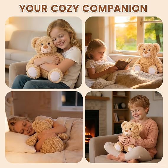 SuzziPals Teddy Bear Stuffed Animals, Microwavable Stuffed Animal Heating Pads for Heat Therapy, Stress Relief Toy for Anxiety, Cuddle, Companion, Bear Plush Gifts for Girls Boys Adults | Lavender Scent Plush Toys, Stress Relief Toy for Anxiety, Cuddly, Bedtime Companion, Bear Plush Gifts for Girls Boys Adults