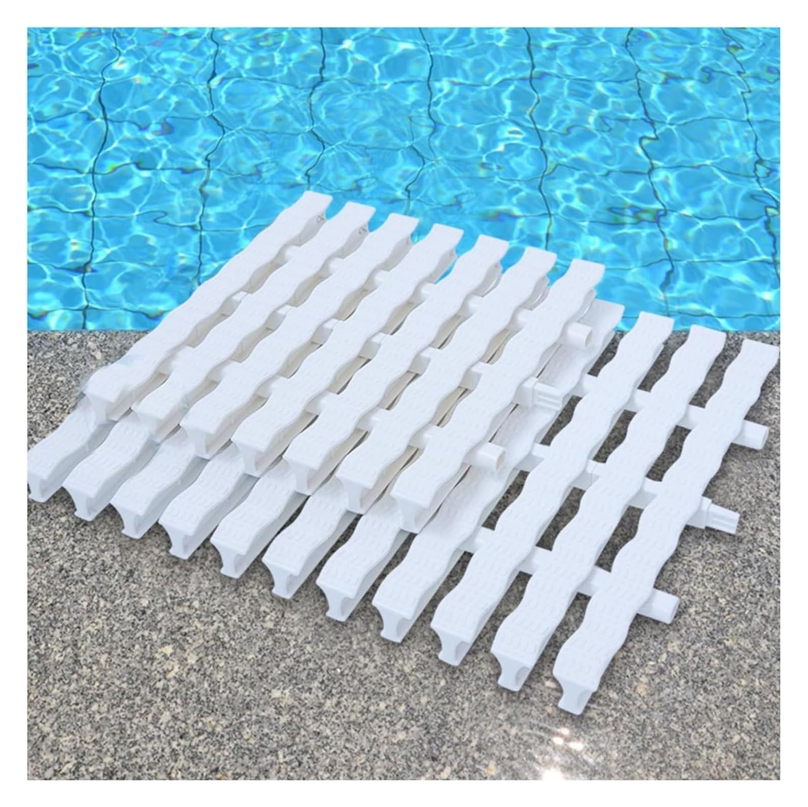 WQPMNYG Swimming Pool Grates - 4 Pack Drainage Grate for Patios, Decks & Driveways - 20x100cm, 3-Interface Design for Optimal Water Flow & Drainage Efficiency
