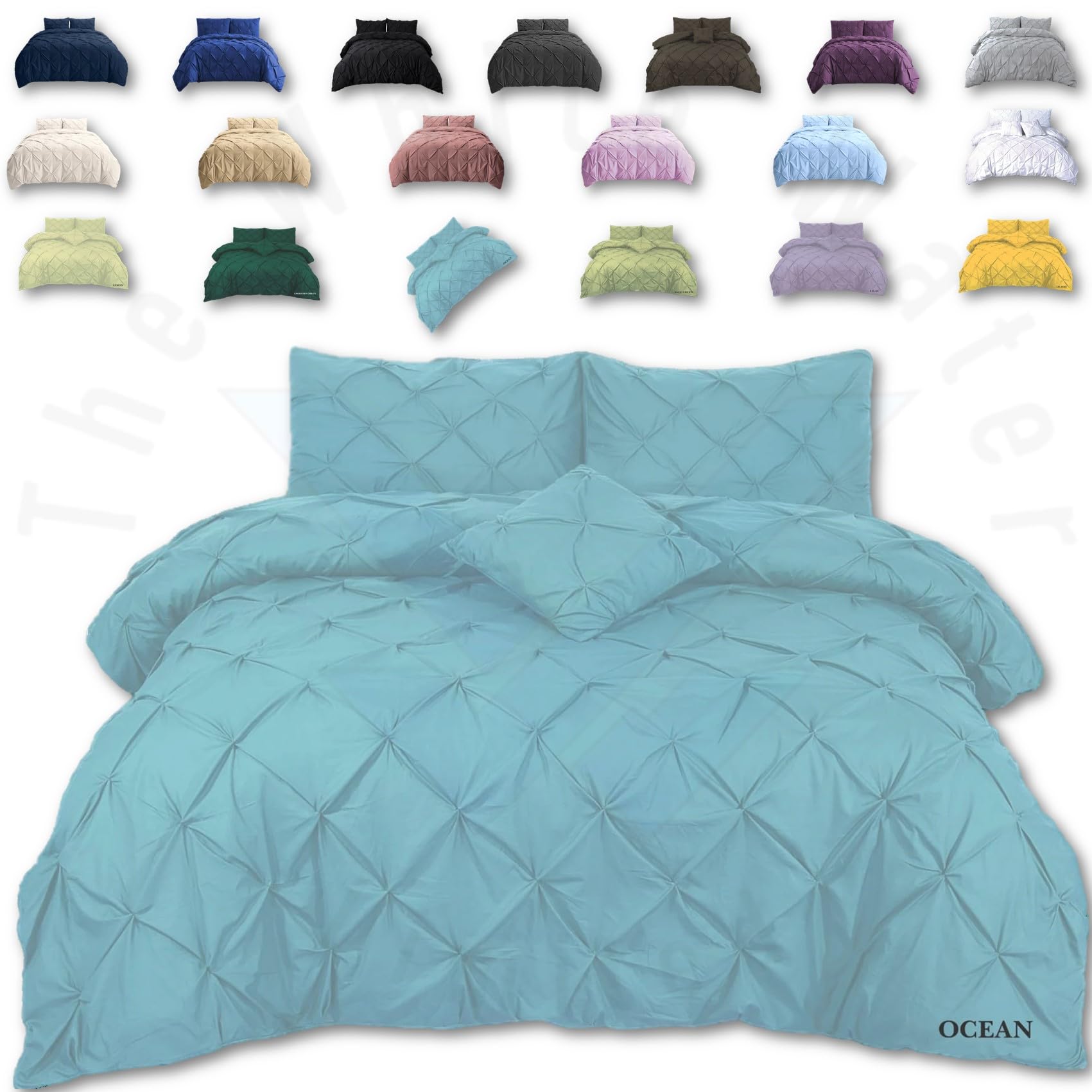 Thewhitewater Limited Ocean Thewhitewater Duvet Set - 2 In 1 Super King Size Bedding Set - Duvet Cover + Matching Pillowcases - Polycotton Pintuck Cover (, 2 In 1 Duvet Cover - Super King)