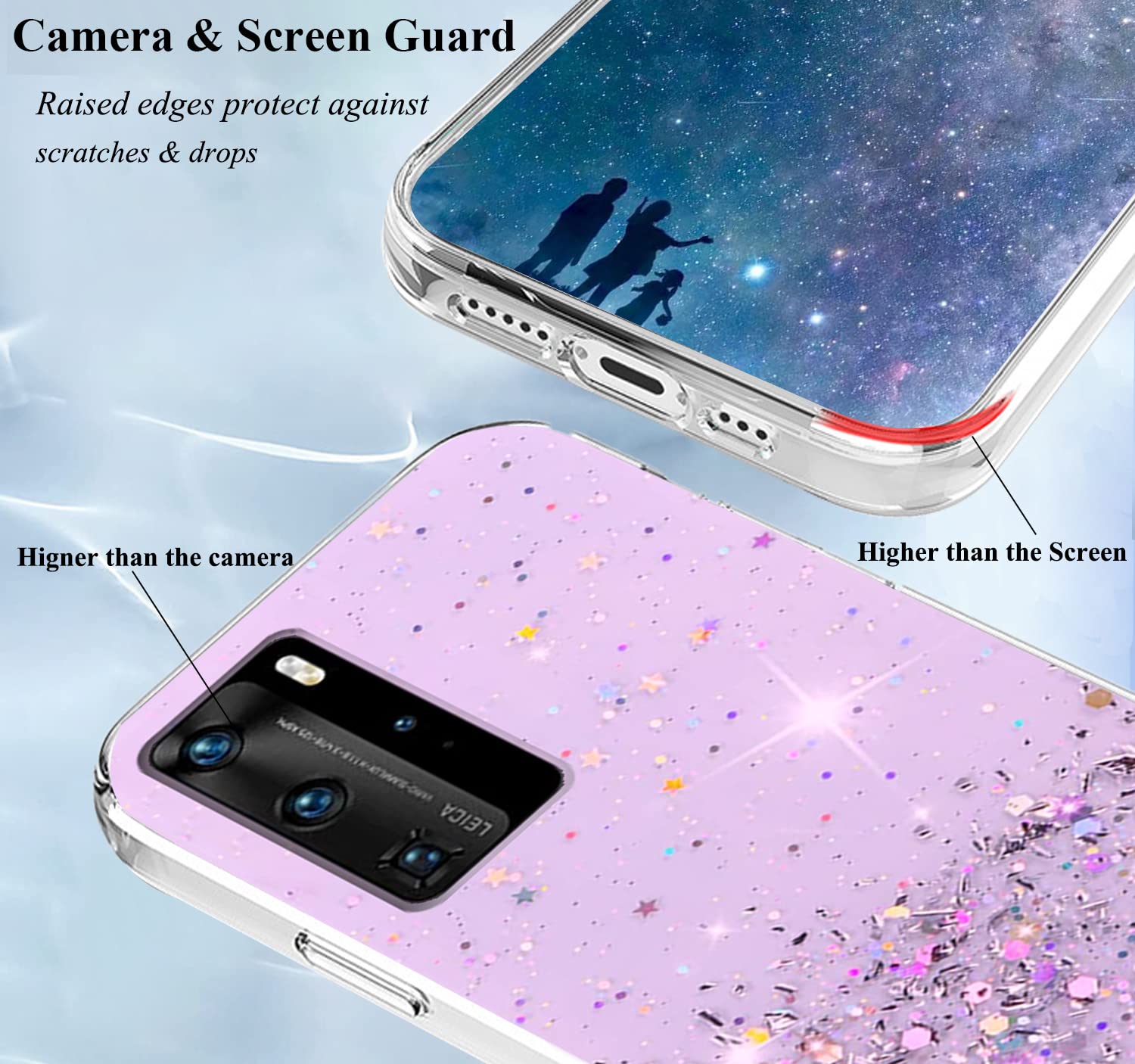 EASSGU Custodia per HUAWEI P40 Pro (6.58 Inches), Cover Morbida in Silicone TPU - Blu zaffiro