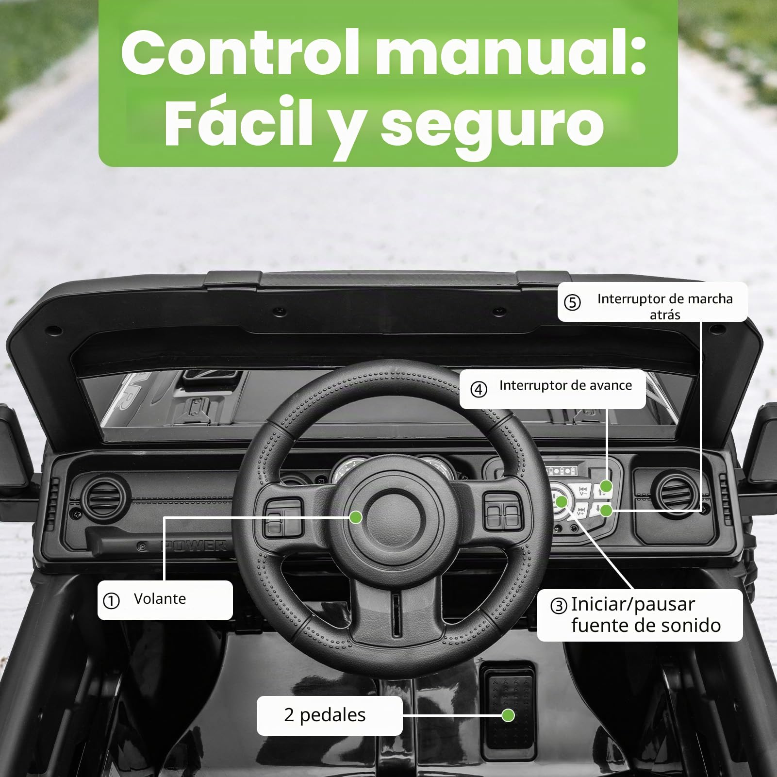 Hausprof Coche Eléctrico Para Niños, 12V 7Ah, Transmisión Eléctrica De 3 Velocidades, 2 Modos De Conducción, Quad Eléctrico Niño Con Mando A Distancia, Coche Eléctrico Para Niños De 1 A 8 Años (Negro)