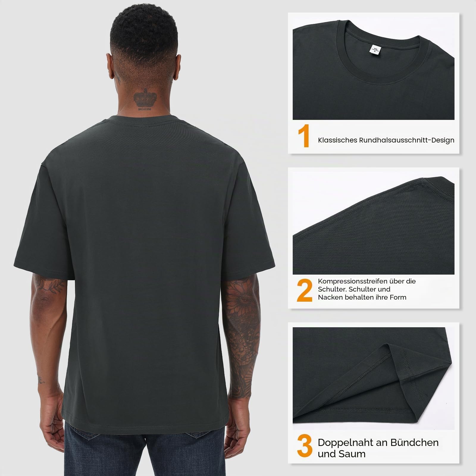 T-Shirts für Herren Basic Baumwolle T Shirt Rundhals Kurzarm Sommer Tops mit Casual Stylish Tee für Männer