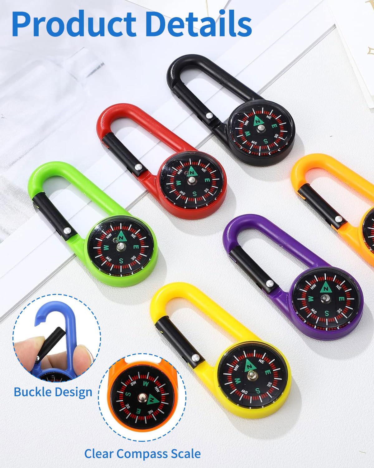 10 Pezzi Bussola Per Bambini Con Moschettone – Mini Bussola Colorata Portachiavi Per Attività All'Aperto, Campeggio E Orientamento