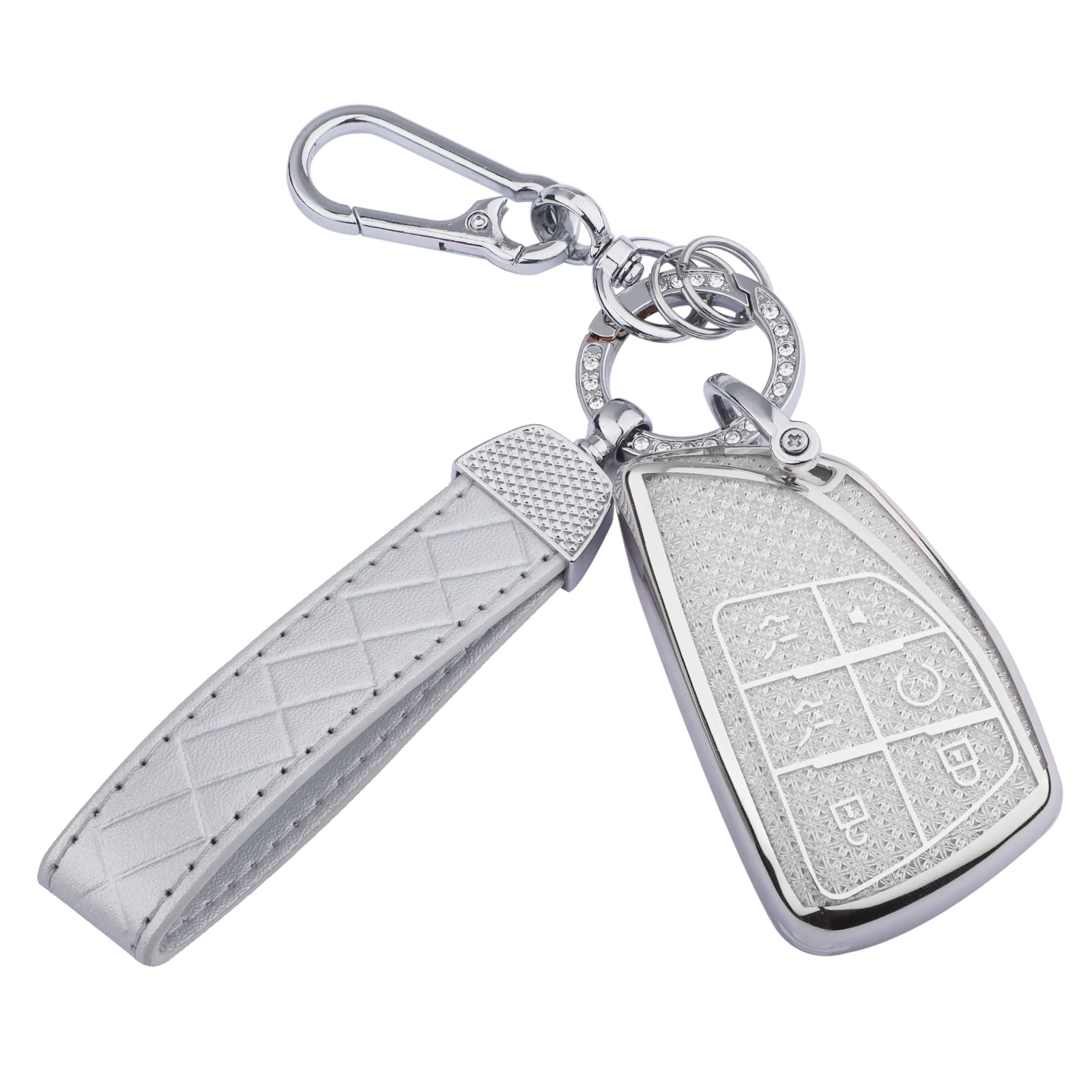 Seedwee for 2025 2024-2021 Chevy key fob cover, Soft TPU Keys Protector Bling Key Fob Keychain for Tahoe Suburban GMC Yukon, 6 Button Smart Key,