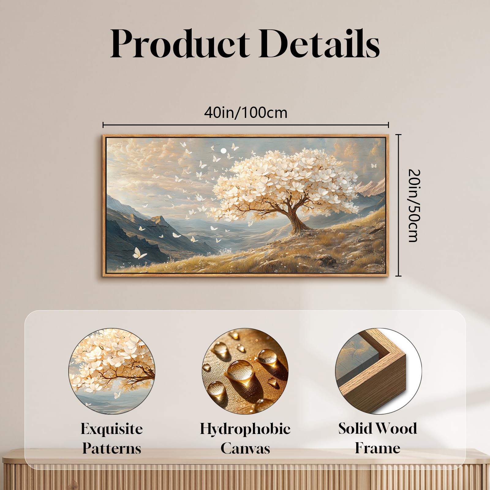 SERIMINO Bilder mit Rahmen Baum des Lebens Gemälde Wohnzimmer 50x100 cm