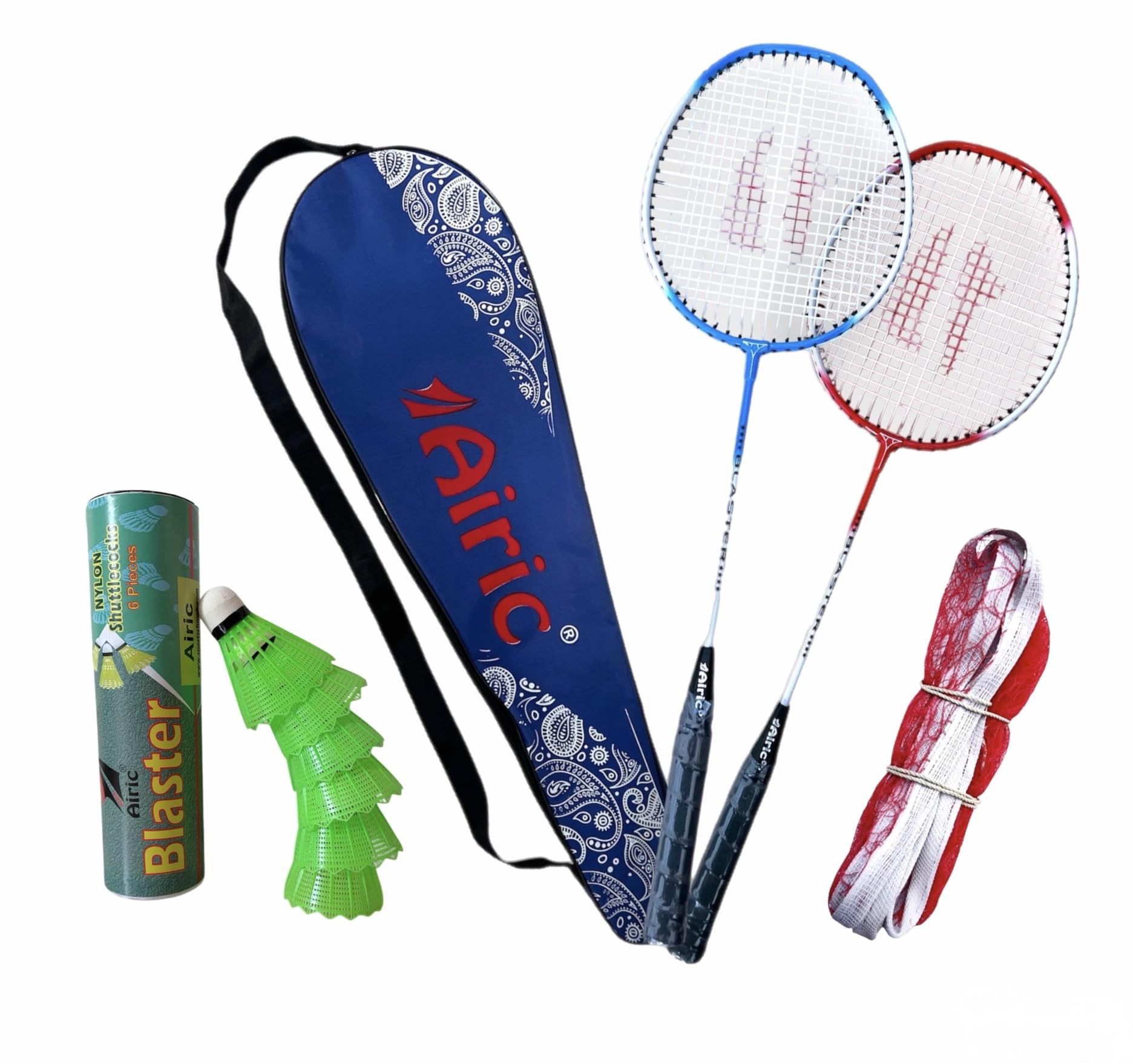 Isometric Blaster Durable with 6 Plastic Shuttles, Net and Cover Badminton Kit (Multi)-image-33