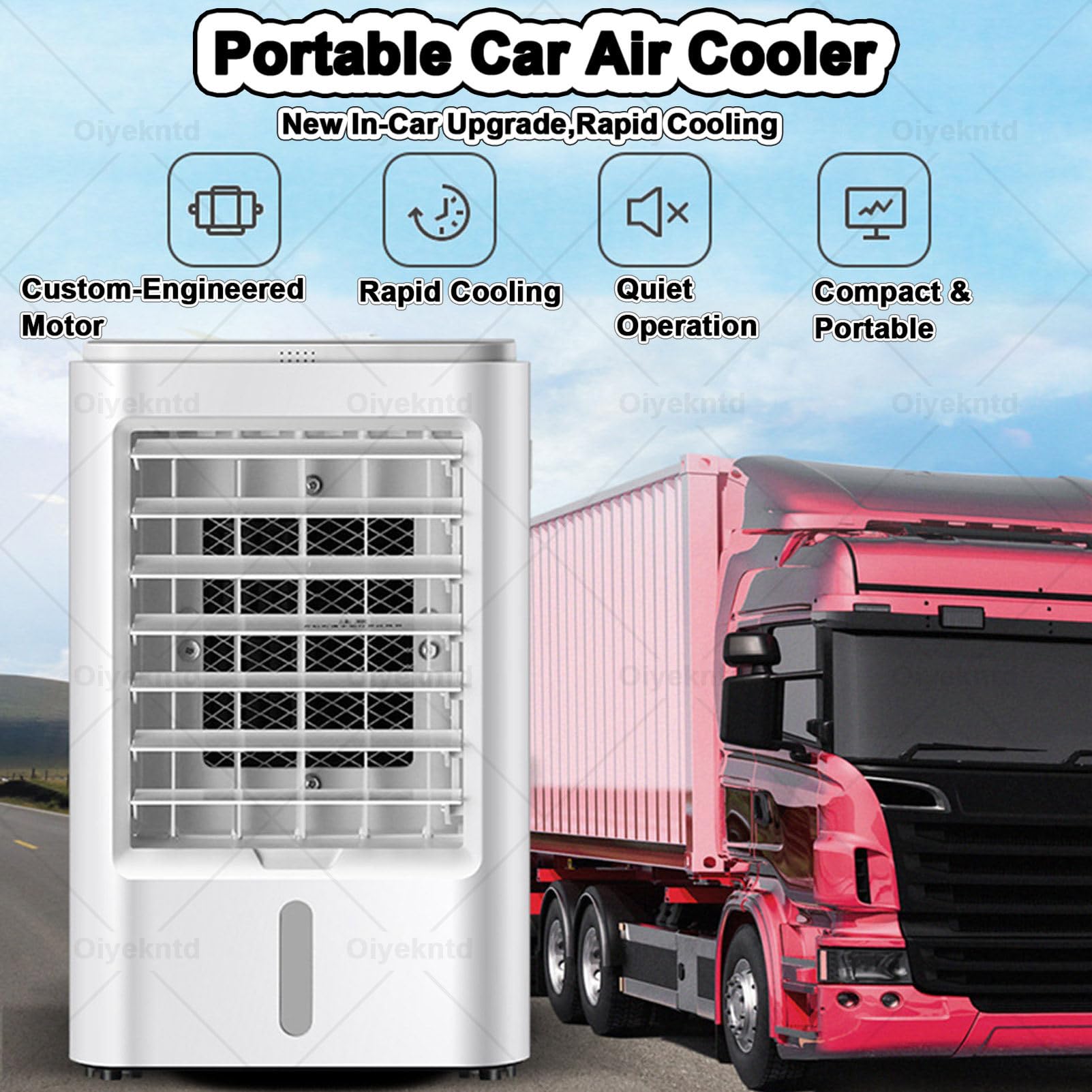 Condizionatore d'aria portatile per camper, 24 V, ventola di raffreddamento evaporativa con telecomando, 3 velocità e timer, per camper e camion