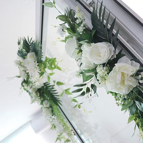 Miniatura 6 de Kit de flores artificiales para arco de boda, 2 piezas de guirnalda de flores artificiales grandes, letrero de bienvenida, decoración de fiesta,