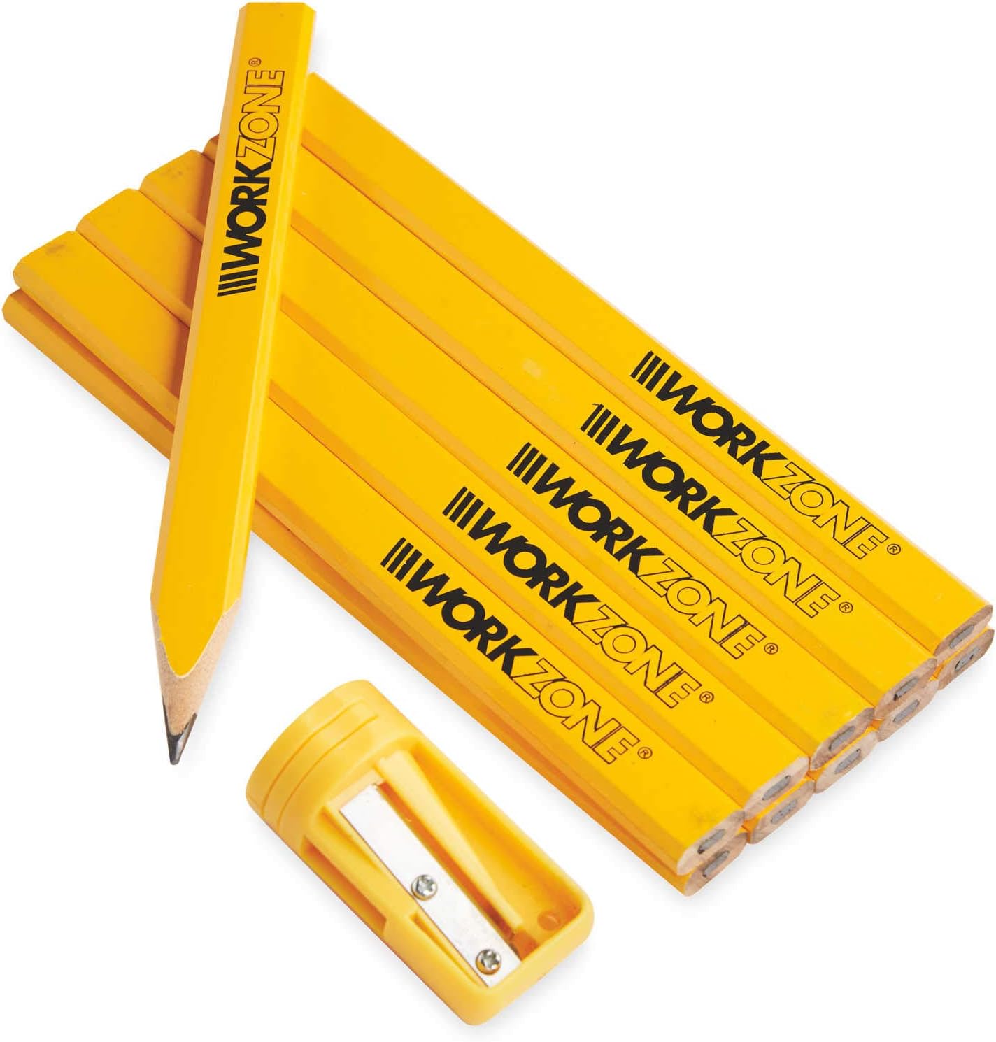 New WORKZONE 7" Carpenter's Pencils & Sharpener Set 13 Piece
