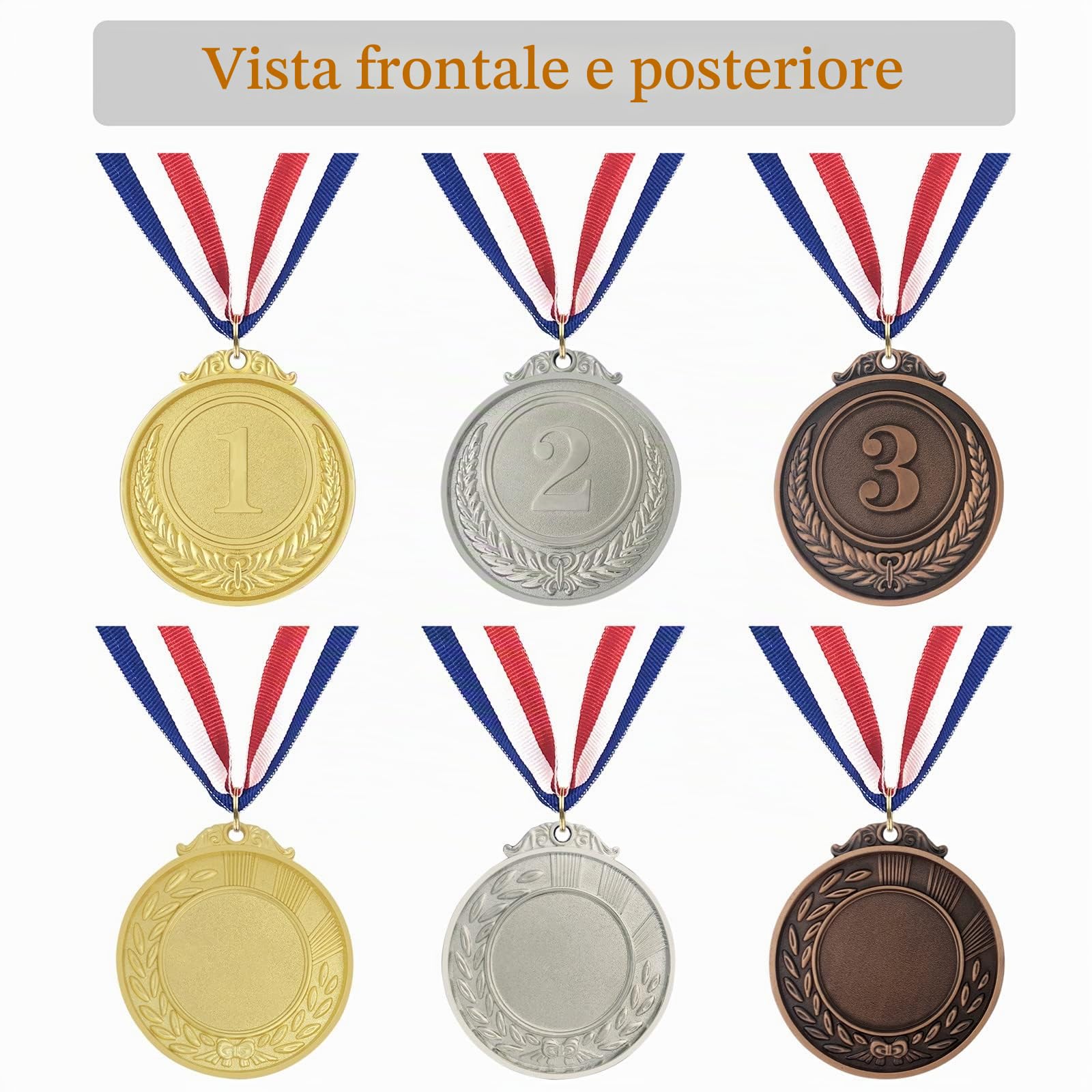 Donrime Medaglie Premiazioni Metallo, 12 Pezzi Medaglie Vincitore Medaglia Oro Argento Bronzo per Bambini Adulti Premi per la Giornata dello Sport, Gare di Ginnastica, Bomboniere