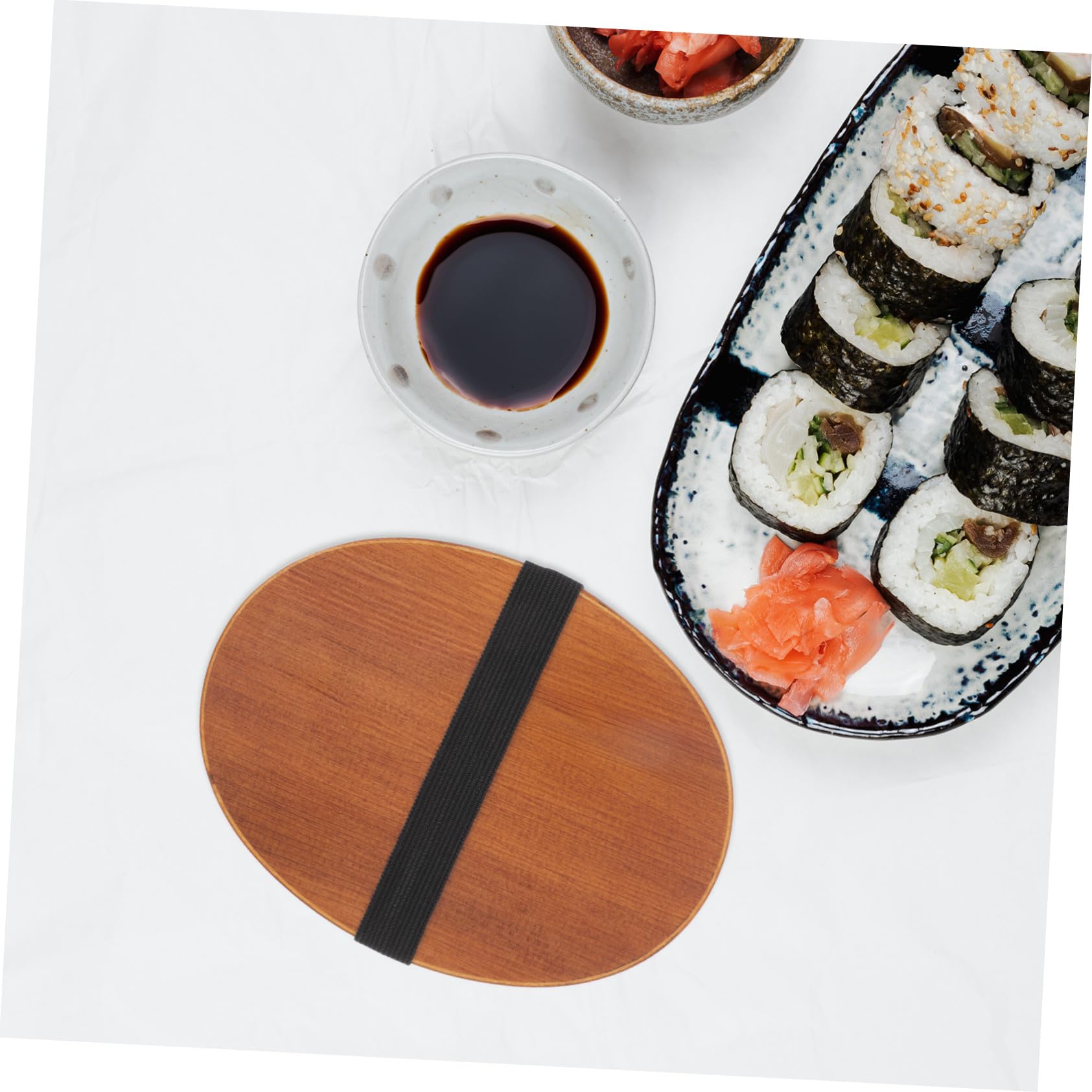 Boîte à Bento Japonaise Ovale en Bois Brun, Couvercle Scellé Portable