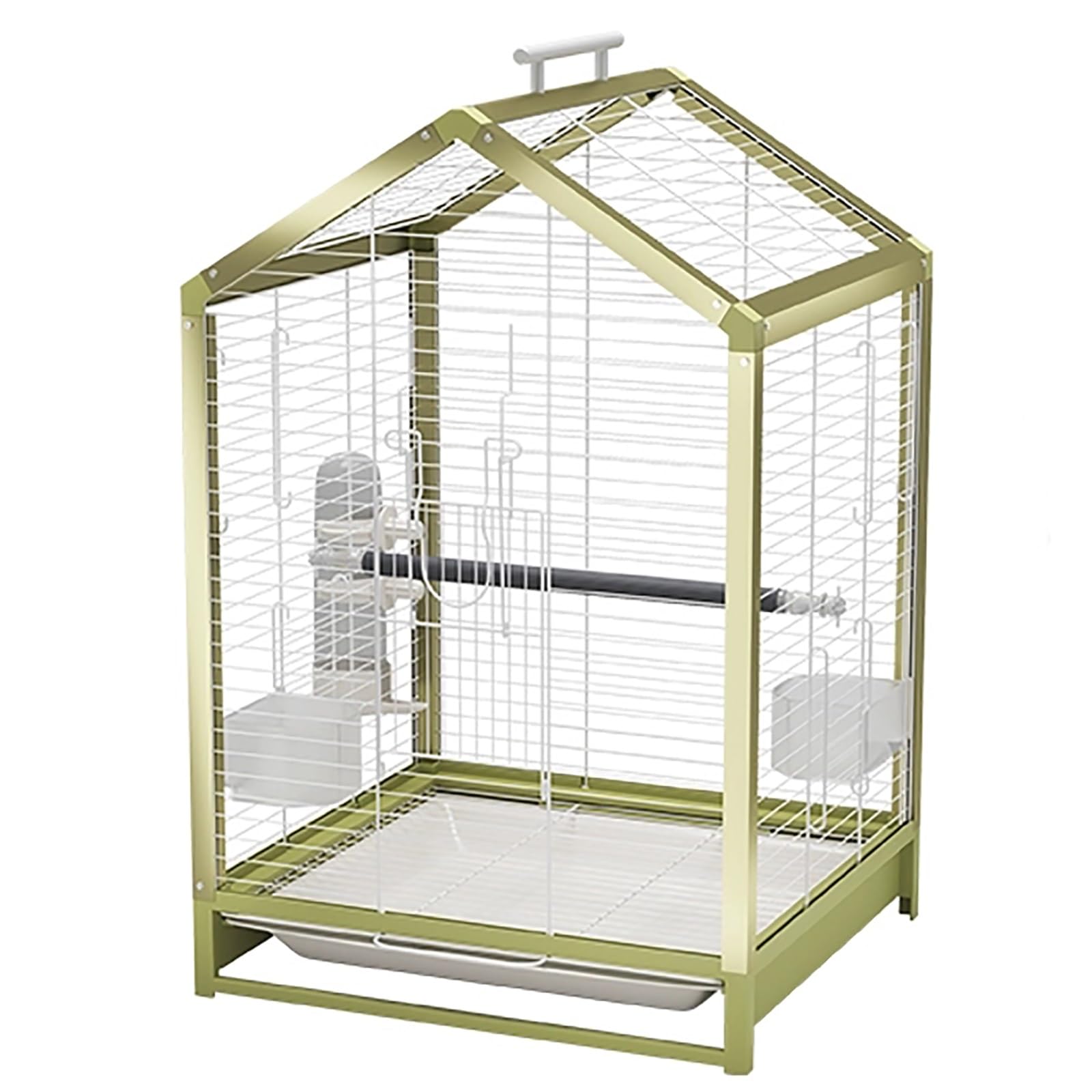 Jaulas para Pájaros, Jaula Loro Grande de 56 cm de Alto, Color Verde Metalizado, Jaula Trampa para Pajaros para Loros, Agapornis, Periquitos y Pinzones