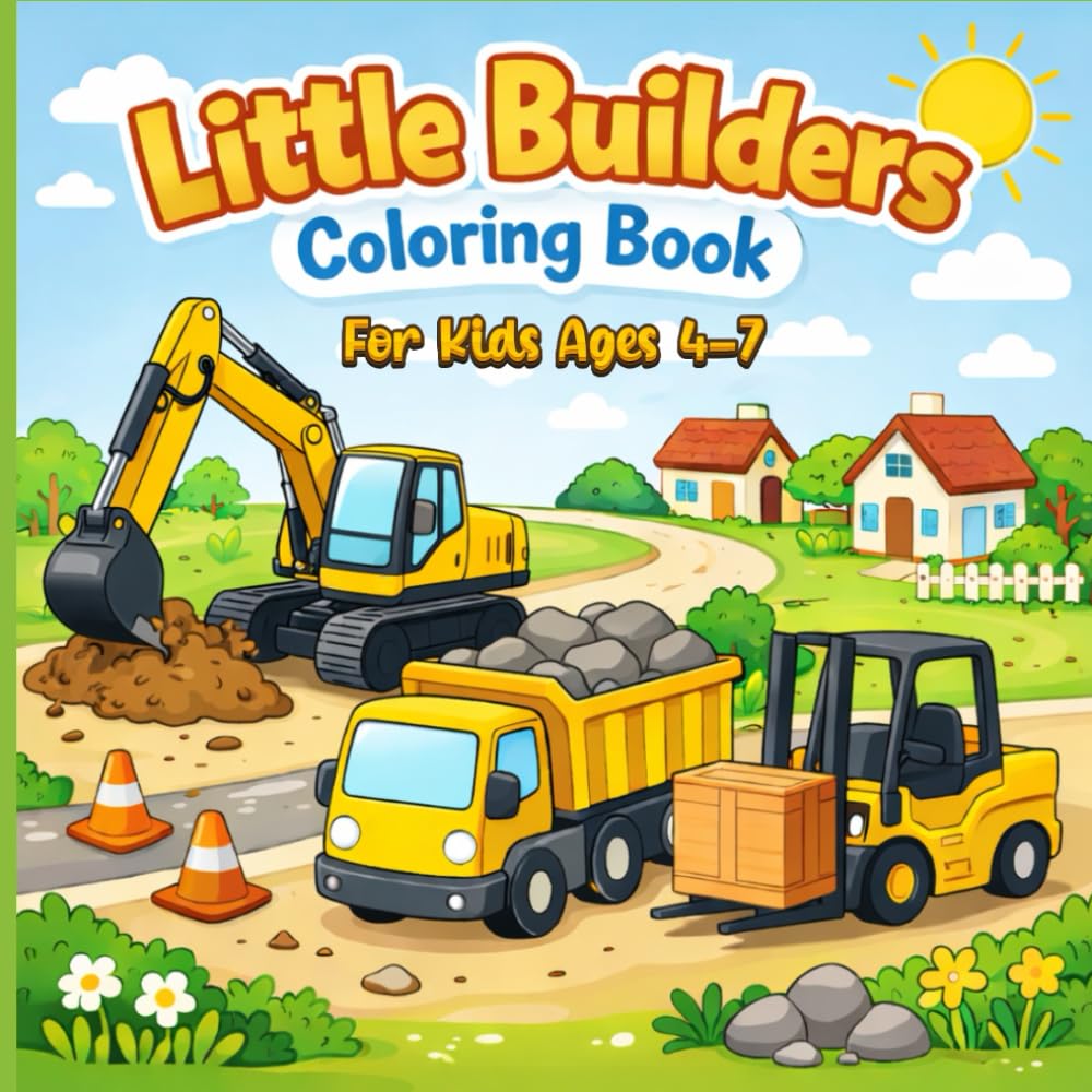 Little Builders Coloring Book: Construction Vehicles Coloring Book for Kids Ages 4–7 (Little Builders Coloring Series)