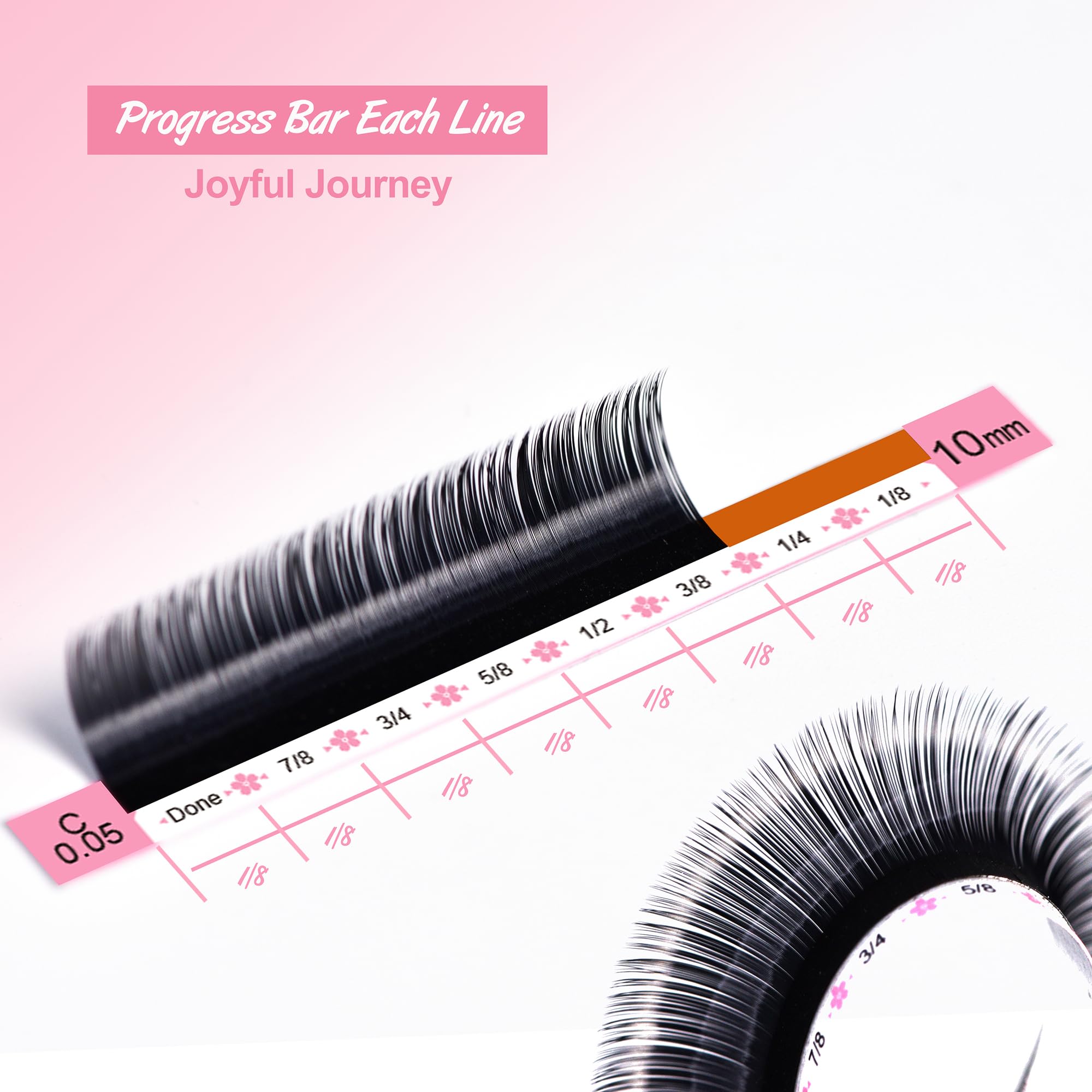 Kashinfuu Eyelash Extensions 0.05mm Thickness DD Curl Length 12mm Premium Black Soft Natural Faux Mink Volume Lashes 18 Rows for Easy to Fan Lash Extensions ?0.05-DD-12mm?