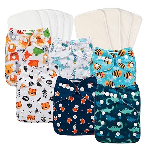 Pañal lavable reutilizable, pañal de paño de bolsillo para bebés 6 piezas., talla única