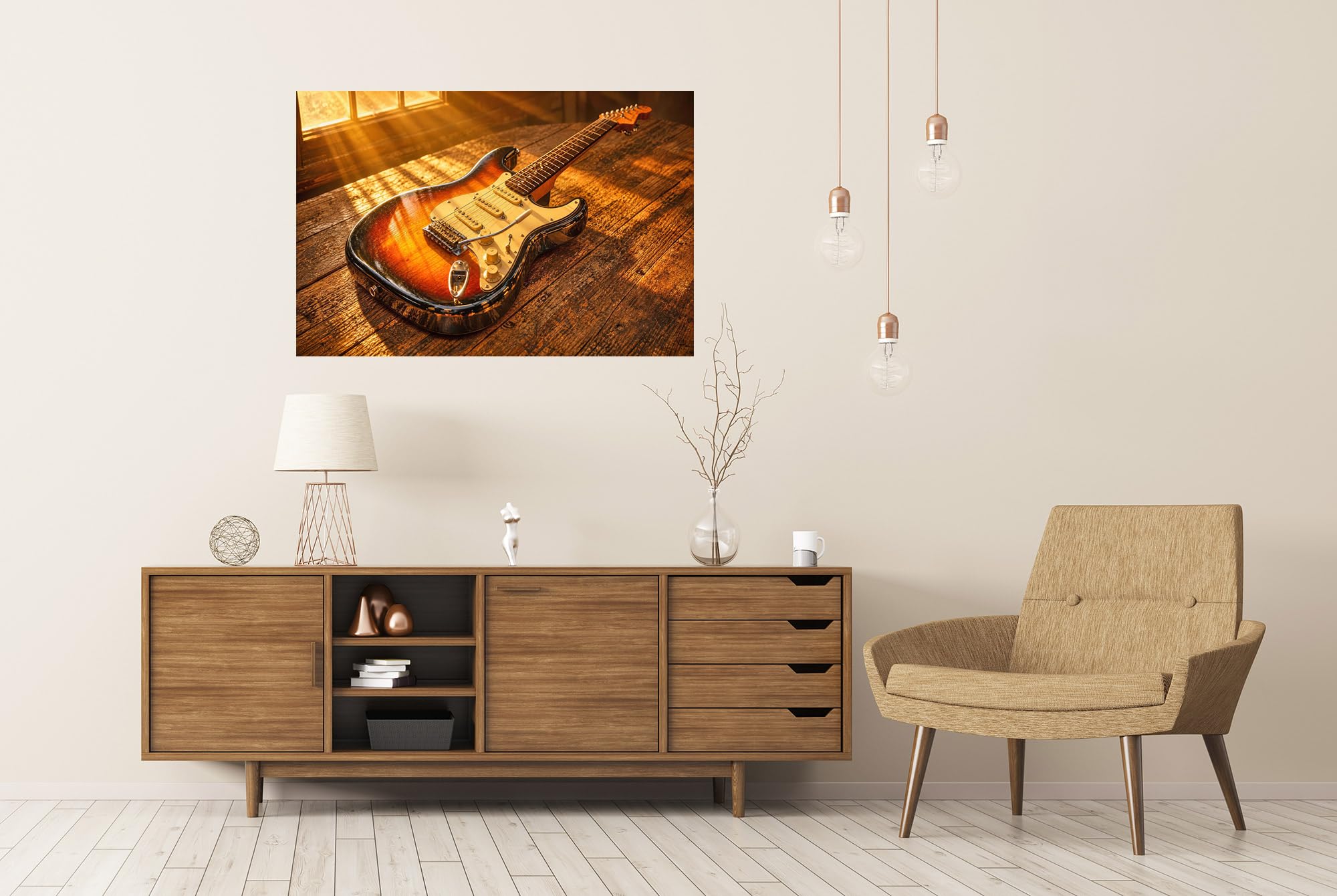 islandburner Poster vintage de qualité supérieure - Guitare électrique - Pour salon - Pour les fans de musique - Grand format