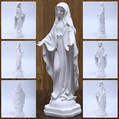 Miniatura 3 de QIANLING Estatua de Virgen María de 12 pulgadas para exteriores, decoración de patio, estatua religiosa al aire libre, protección solar, estatua de